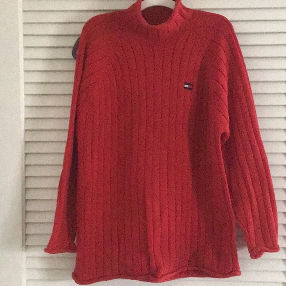 Tommy Hilfiger raglan sleeve cotton sweater, cowl neck